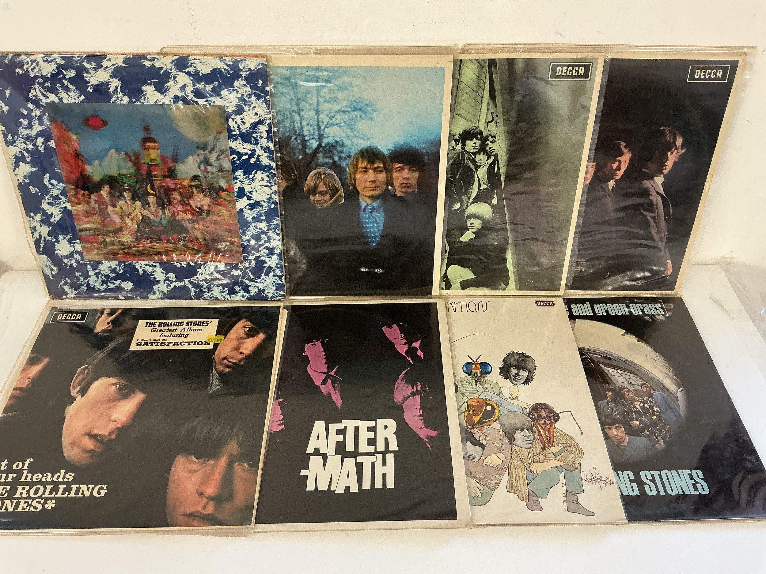 Eight Rolling Stones LPs comprising Their Satanic Majesties Request (with lenticular sleeve), Between the Buttons, Out Of Our Heads and others.