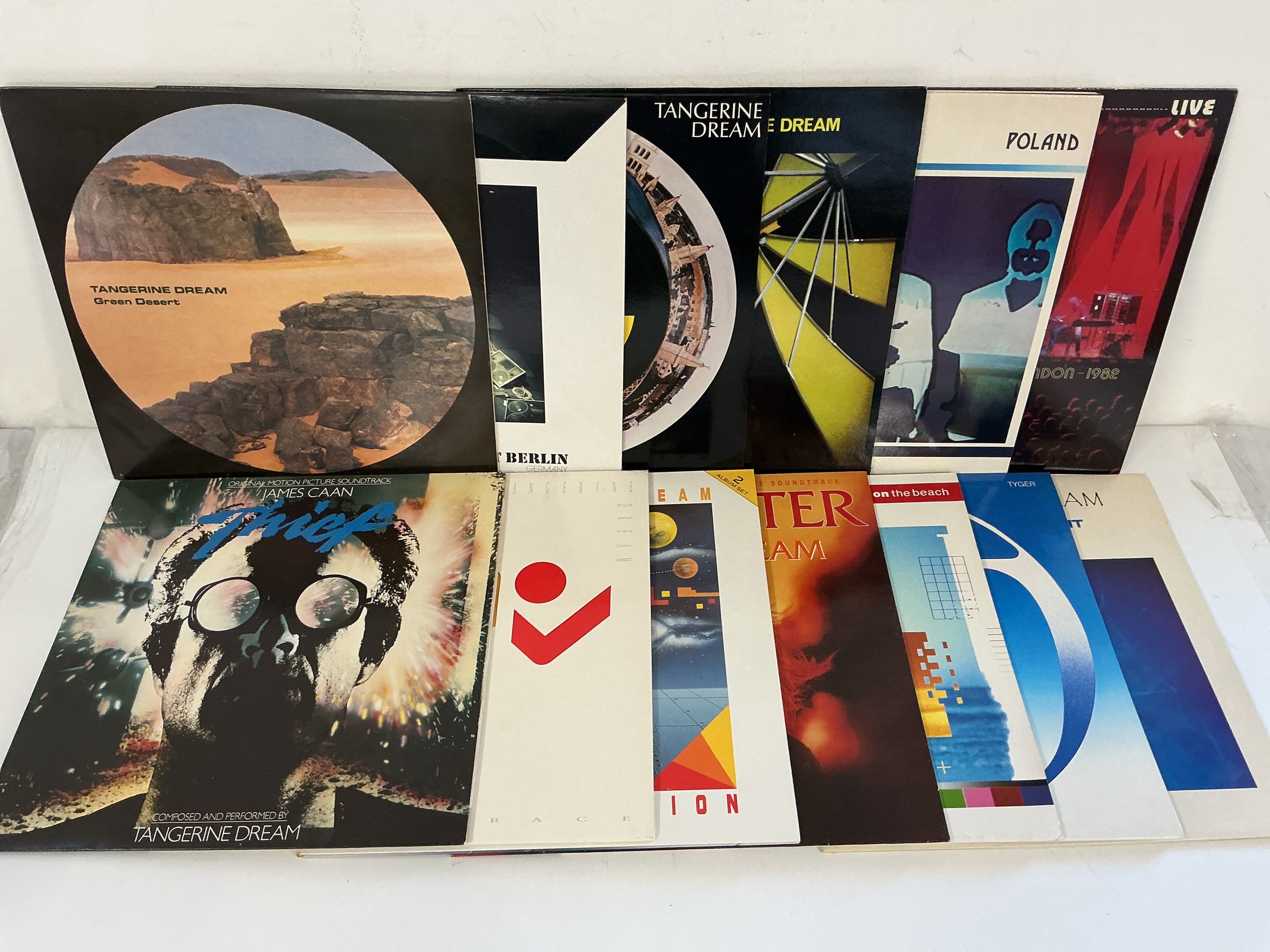 Thirteen LPs by Tangerine Dream comprising the Thief soundtrack, Poland, Green Desert and others.