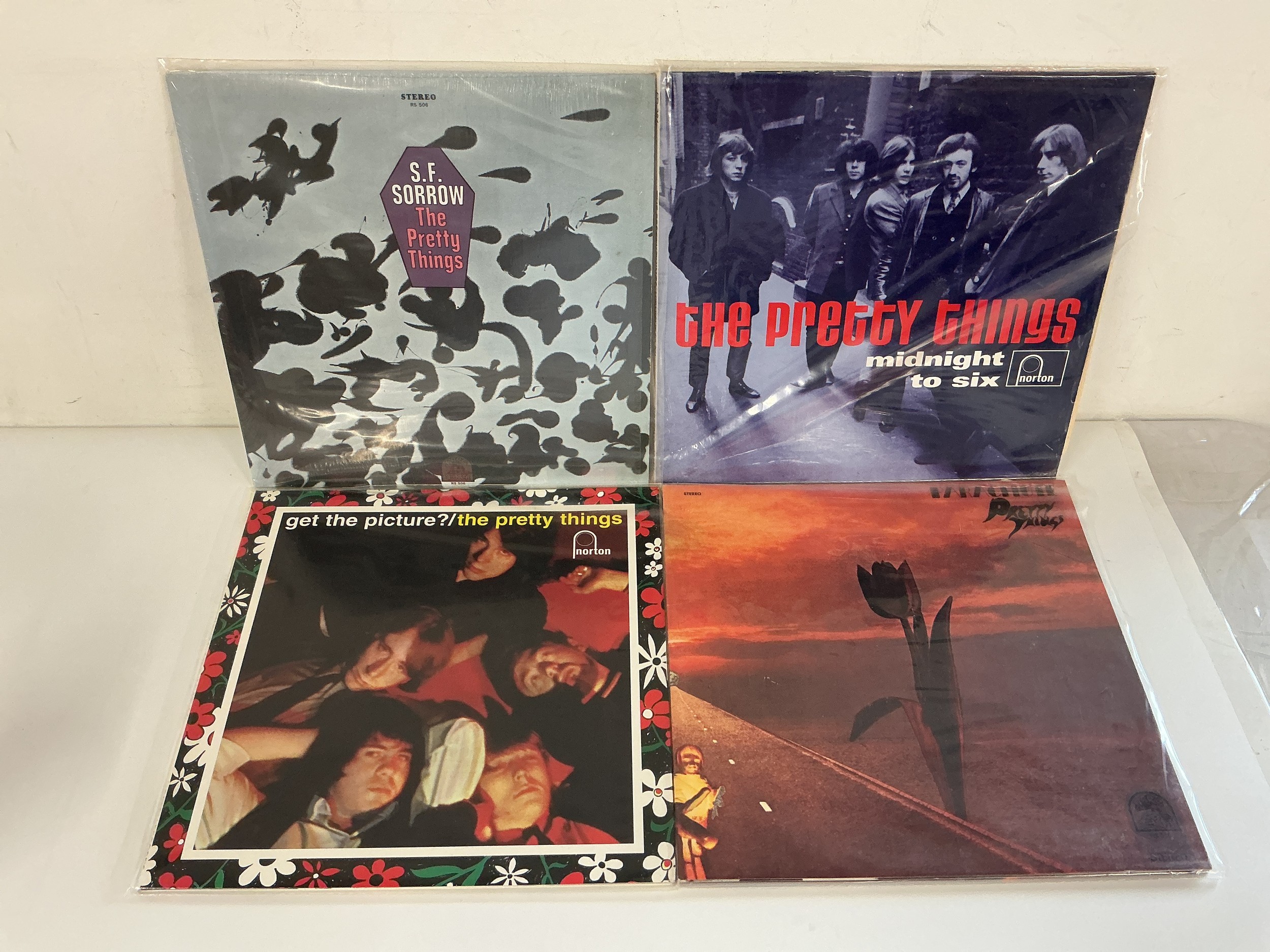 Four 180g reissues of LPs by The Pretty Things comprising S.F. Sorrow, Midnight To Six, Get The Picture? and Parachute.