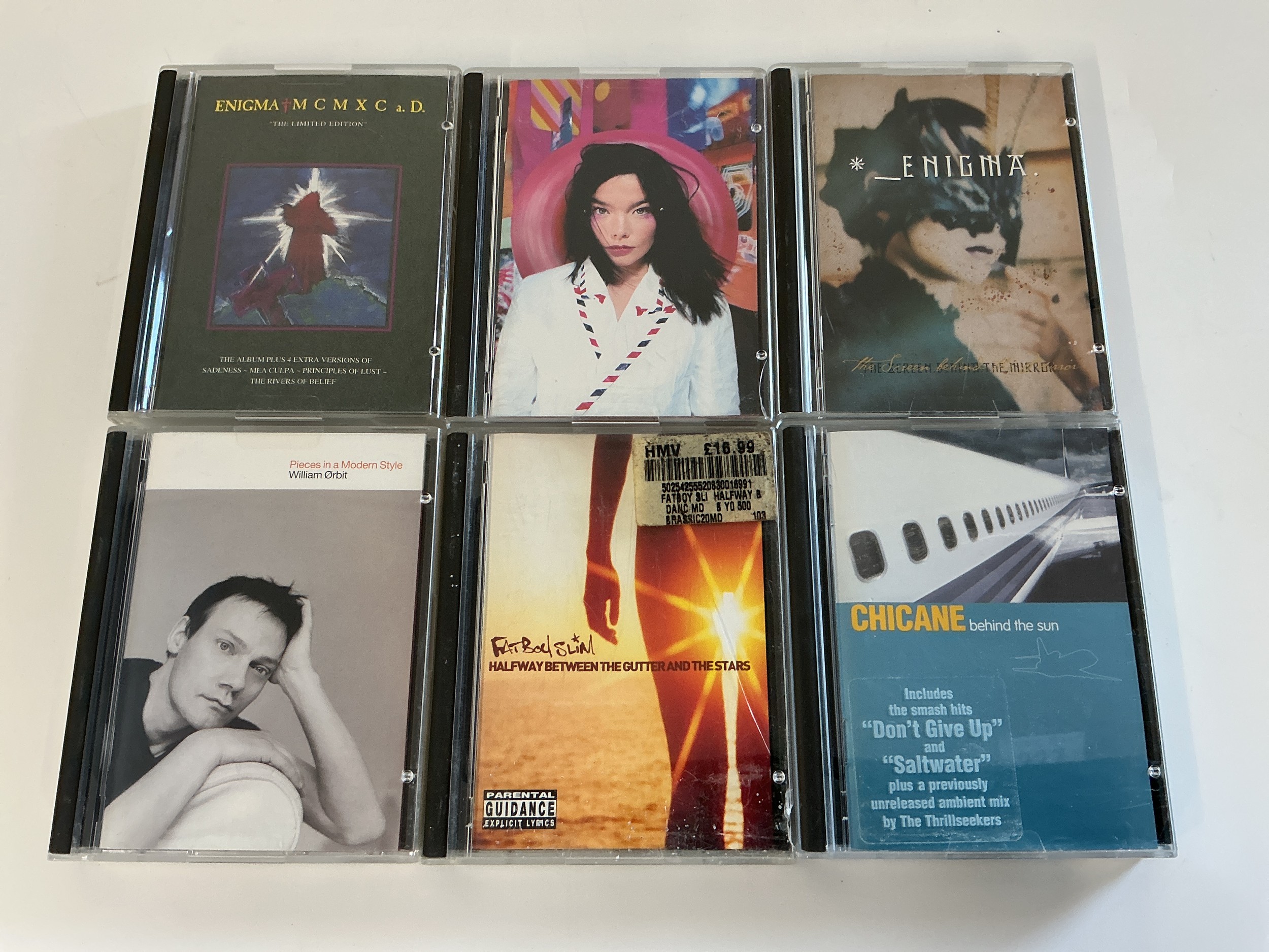 Six minidiscs by various artists comprising Fatboy Slim, Bjork, Enigma, William Orbit and Chicane.
