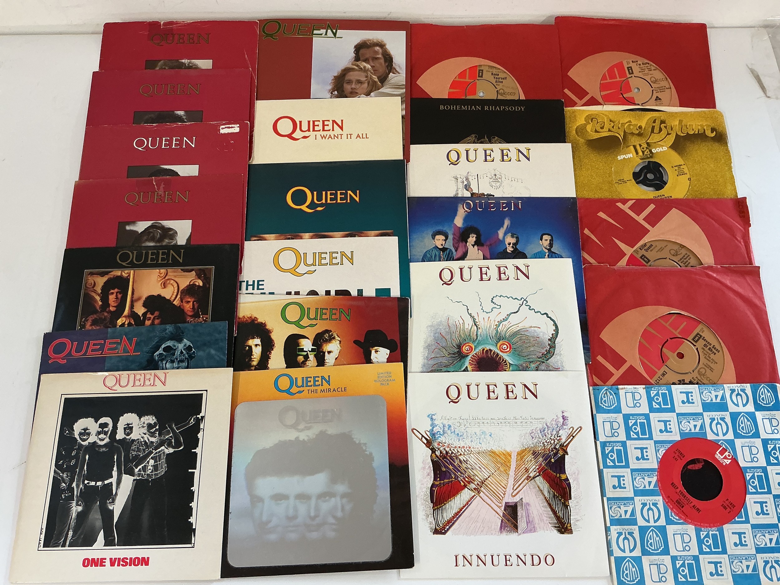 An extensive collection of Queen 7" singles.