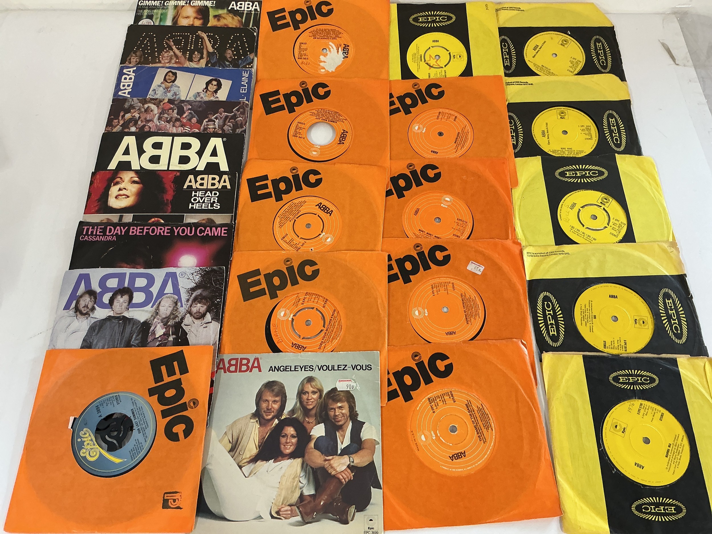 A collection of ABBA 7" singles.
