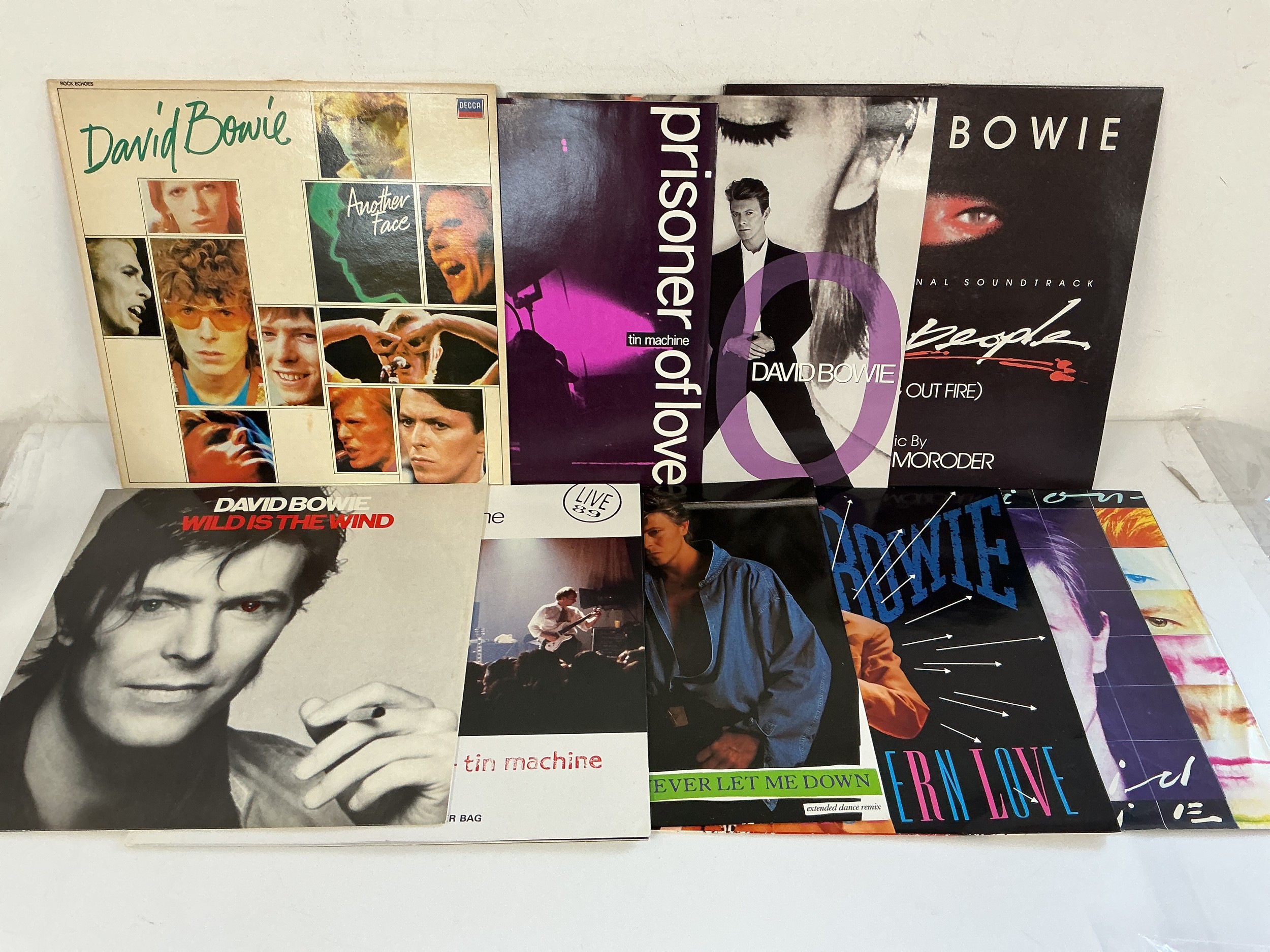 Nineteen David Bowie / Tin Machine LPs and 12" singles comprising Wild Is The Wind, Modern Love, Fashion and others.