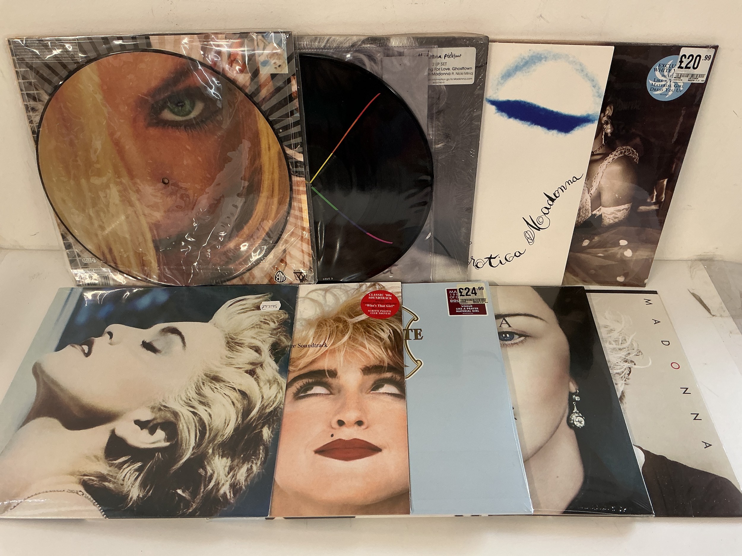 Ten Madonna LPs including sealed 180g pressings and picture discs.