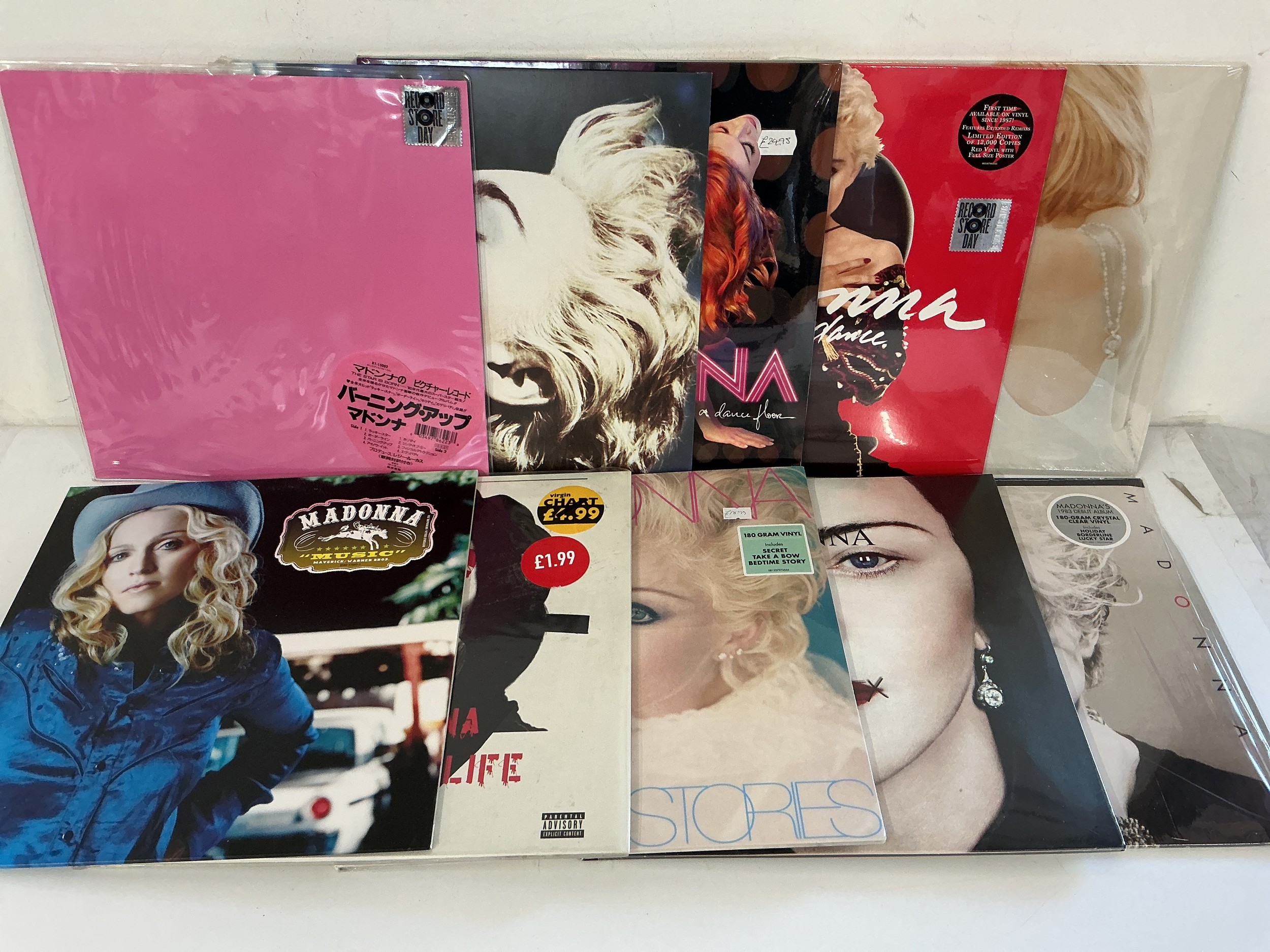 Ten Madonna LPs comprising RSD exclusives, sealed 180g pressings and coloured vinyl.