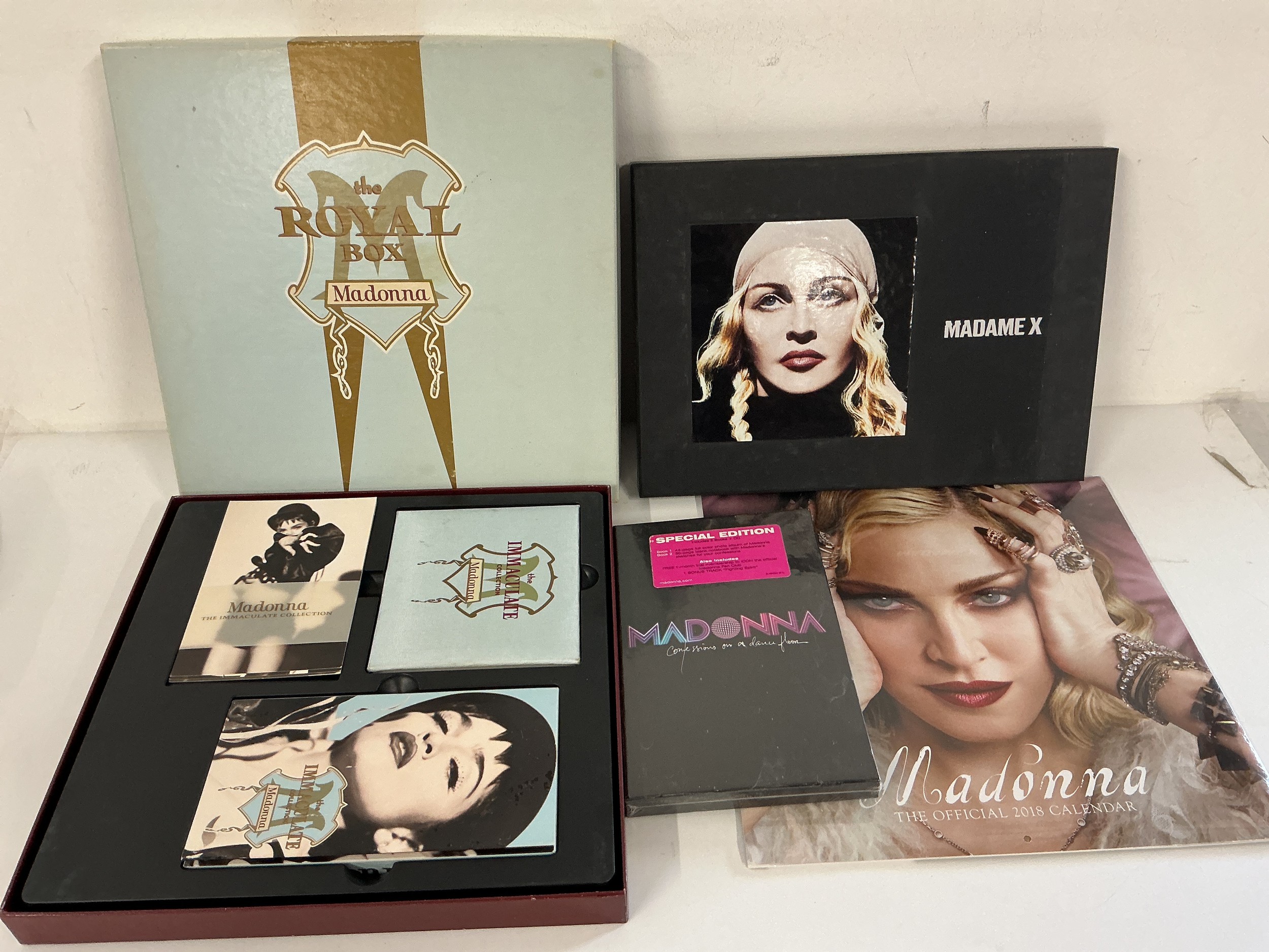 A Madonna Royal Box CD/VHS set, a Madame X vinyl/cassette/CD box set, a sealed Confessions On A Dance Floor CD set etc.