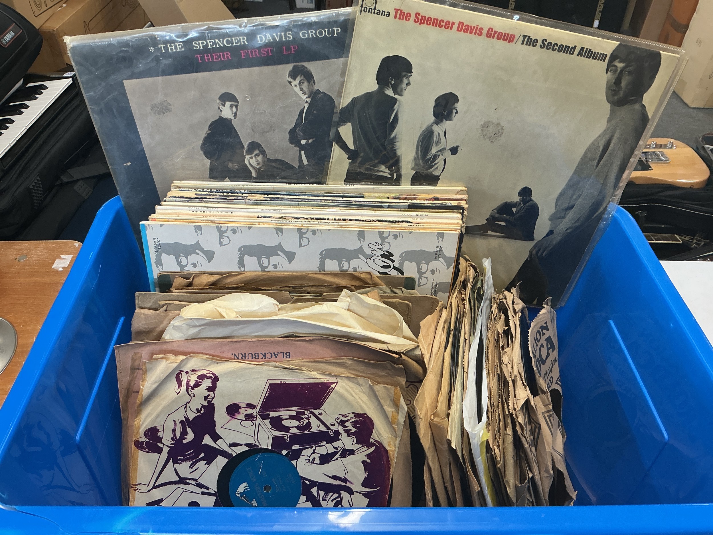A collection of LPs and 78s including early UK pressings of the first two Spencer Davis Group LPs, Elvis etc.