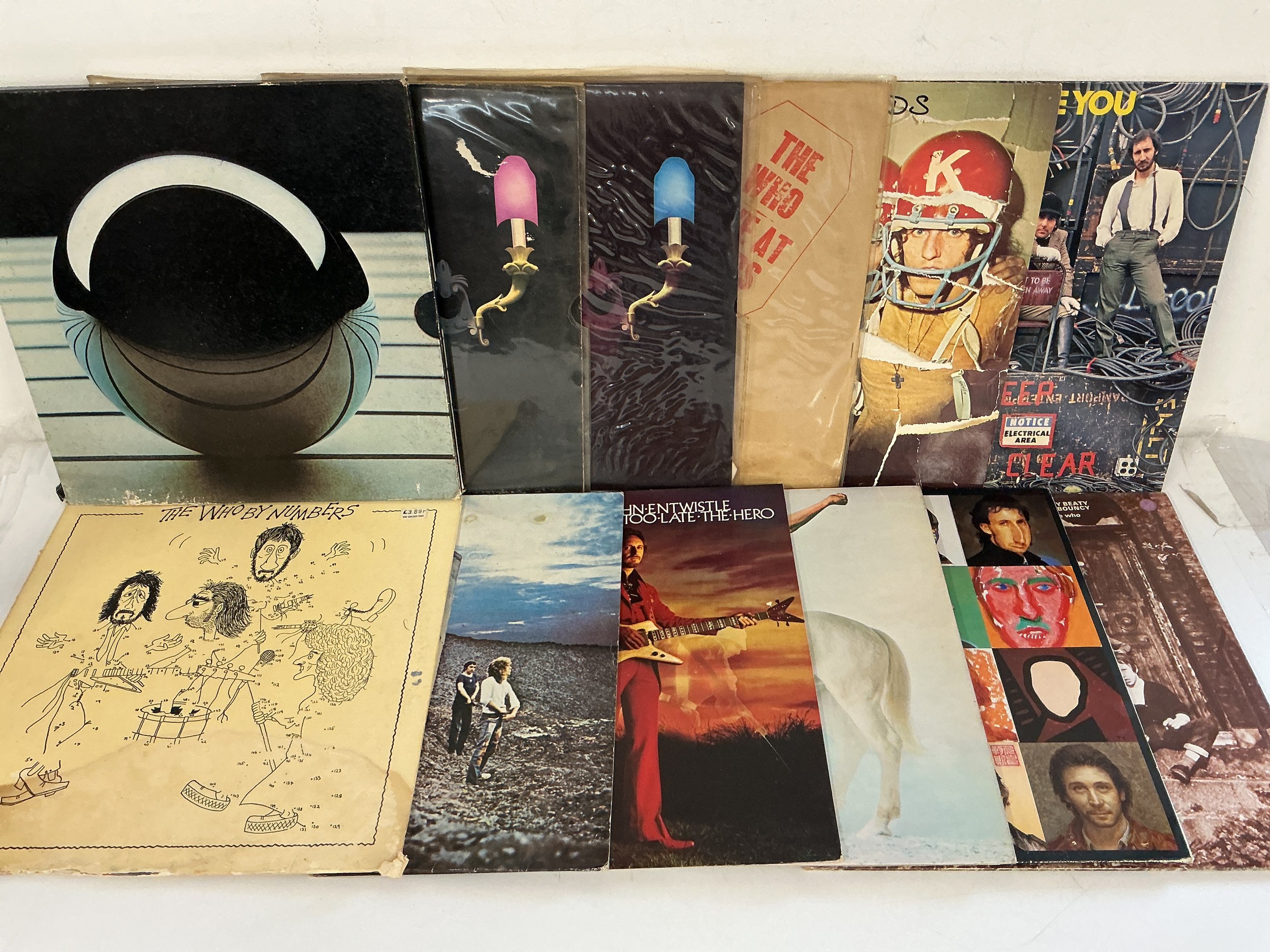 Twelve LPs by The Who plus solo relaeases including Who's Next, Live At Leeds, Who Are You and others.