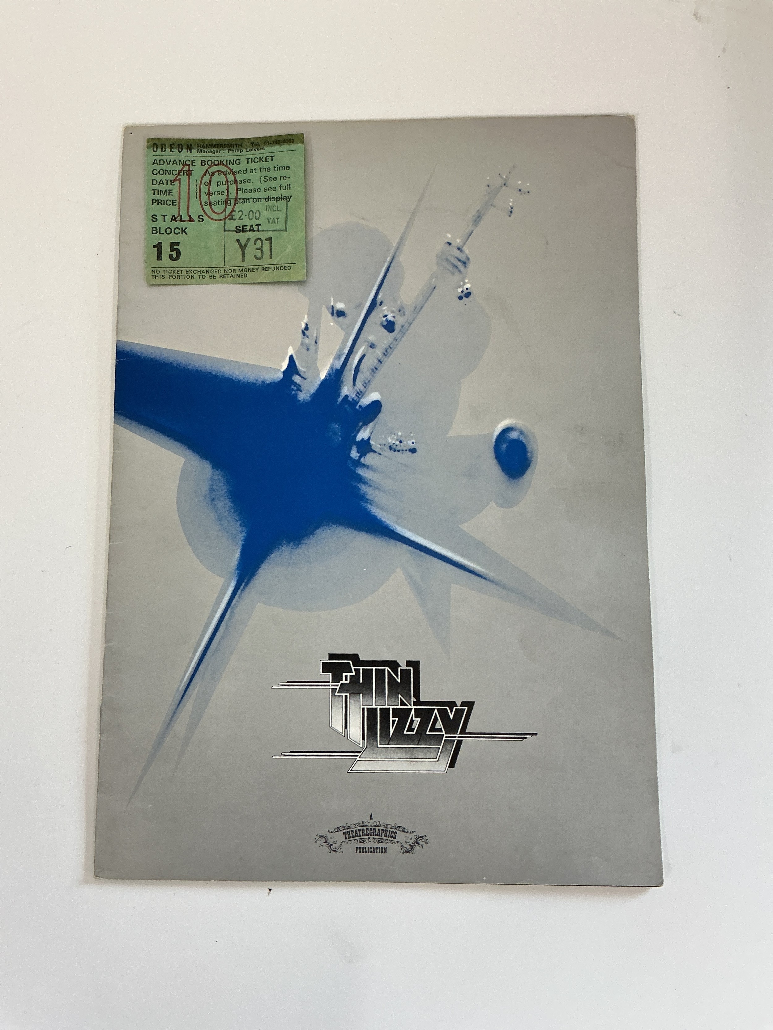 A 1976 Thin Lizzy Jailbreak program and ticket.