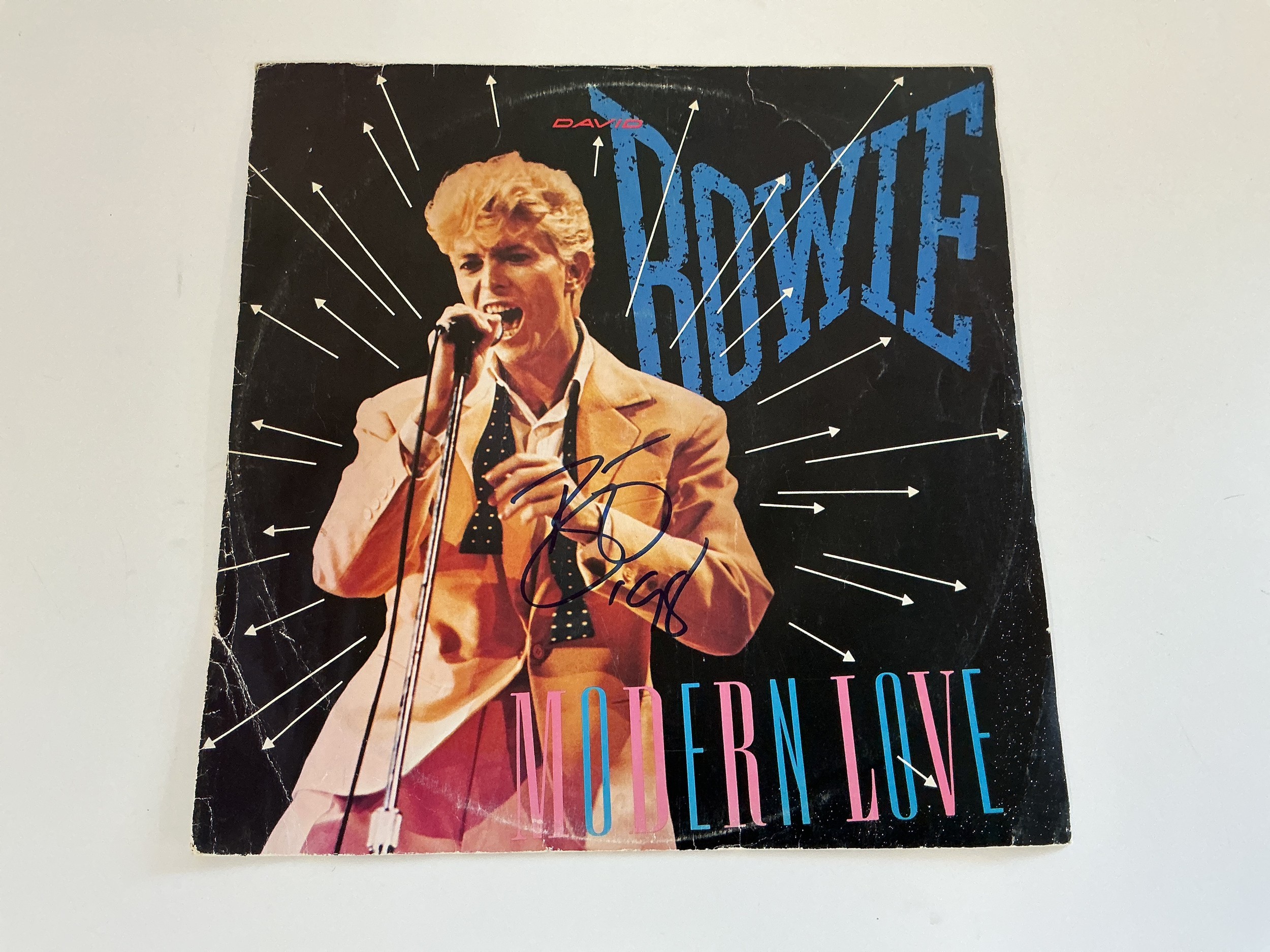 A David Bowie signed Modern Love 12" single. No COA.