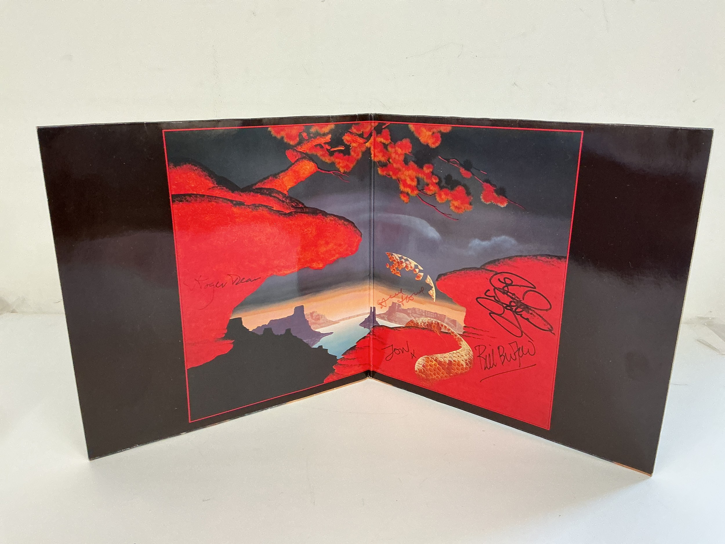A signed Yes LP including the signature of sleeve artist Roger Dean. No COA.
