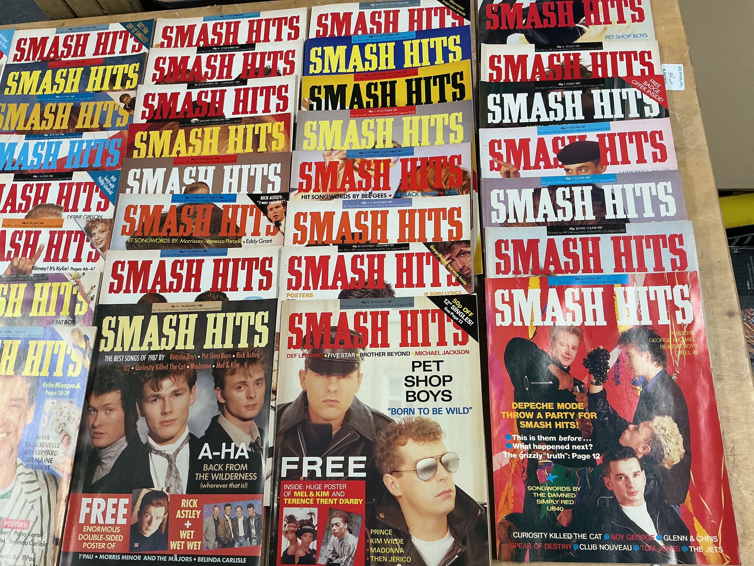 A collection of Smash Hits magazines, circa 1987-88.