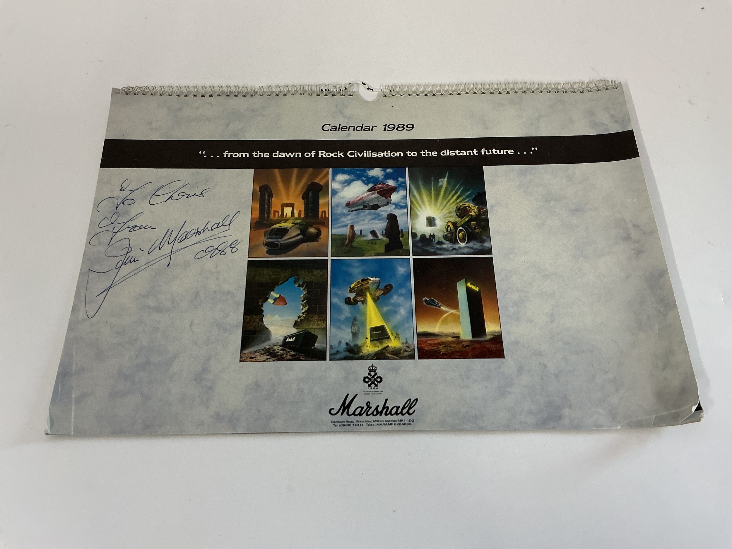 A Jim Marshall signed calendar.