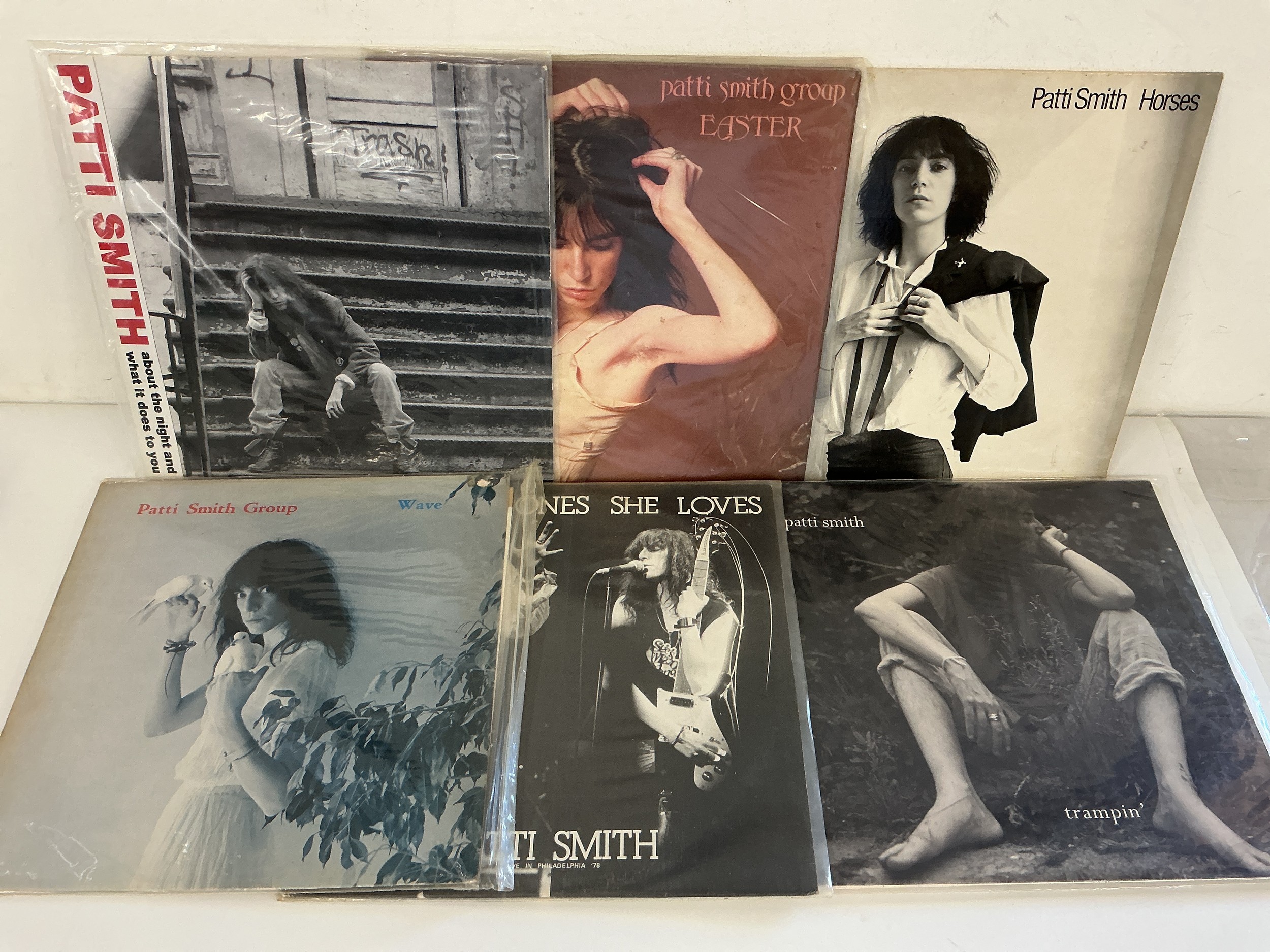 Six Patti Smith LPs comprising Horses, Easter, Trampin' and others.