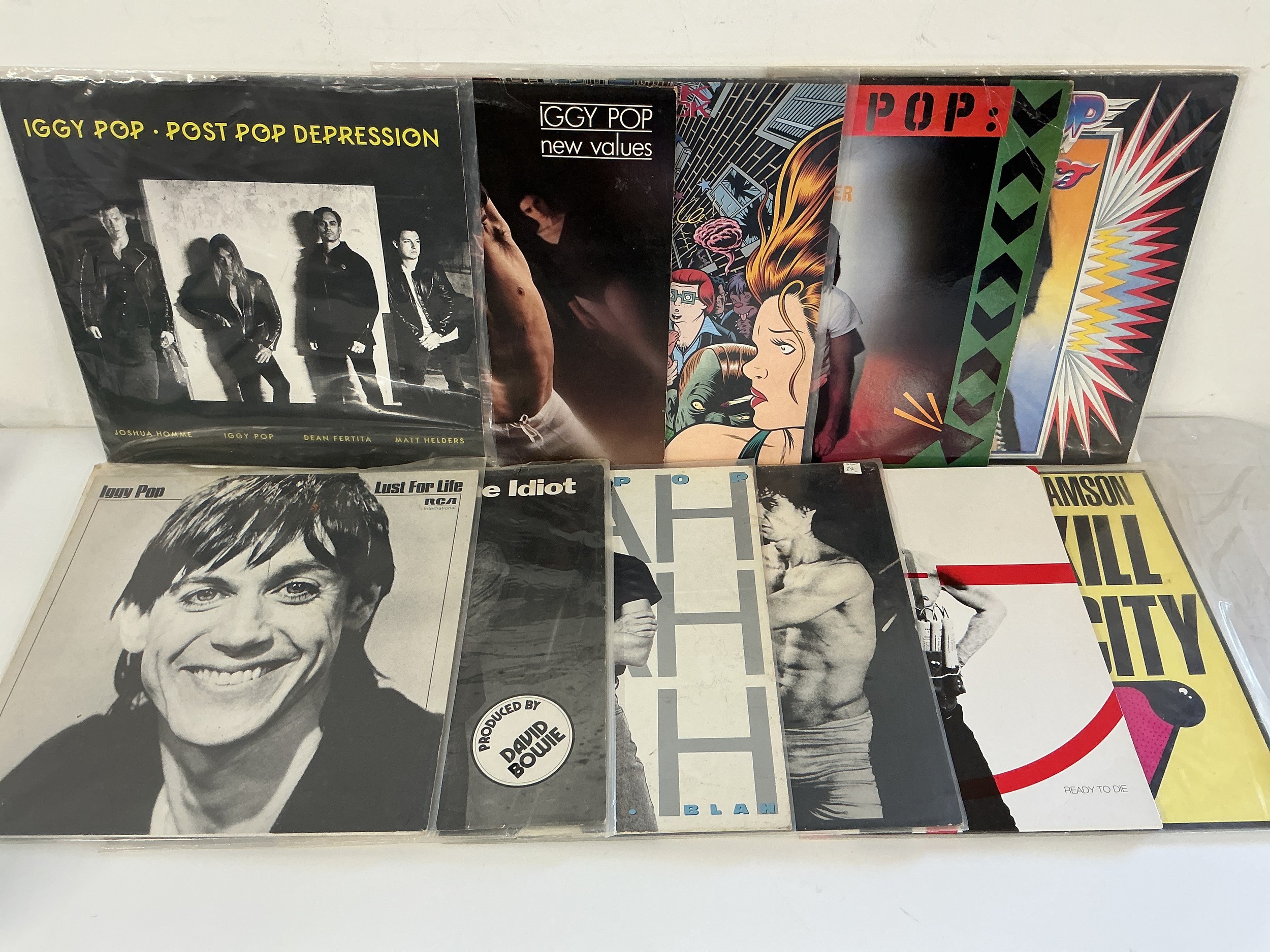Eleven Iggy Pop LPs comprising The Idiot, Post Pop Depression, Lust For life and others.