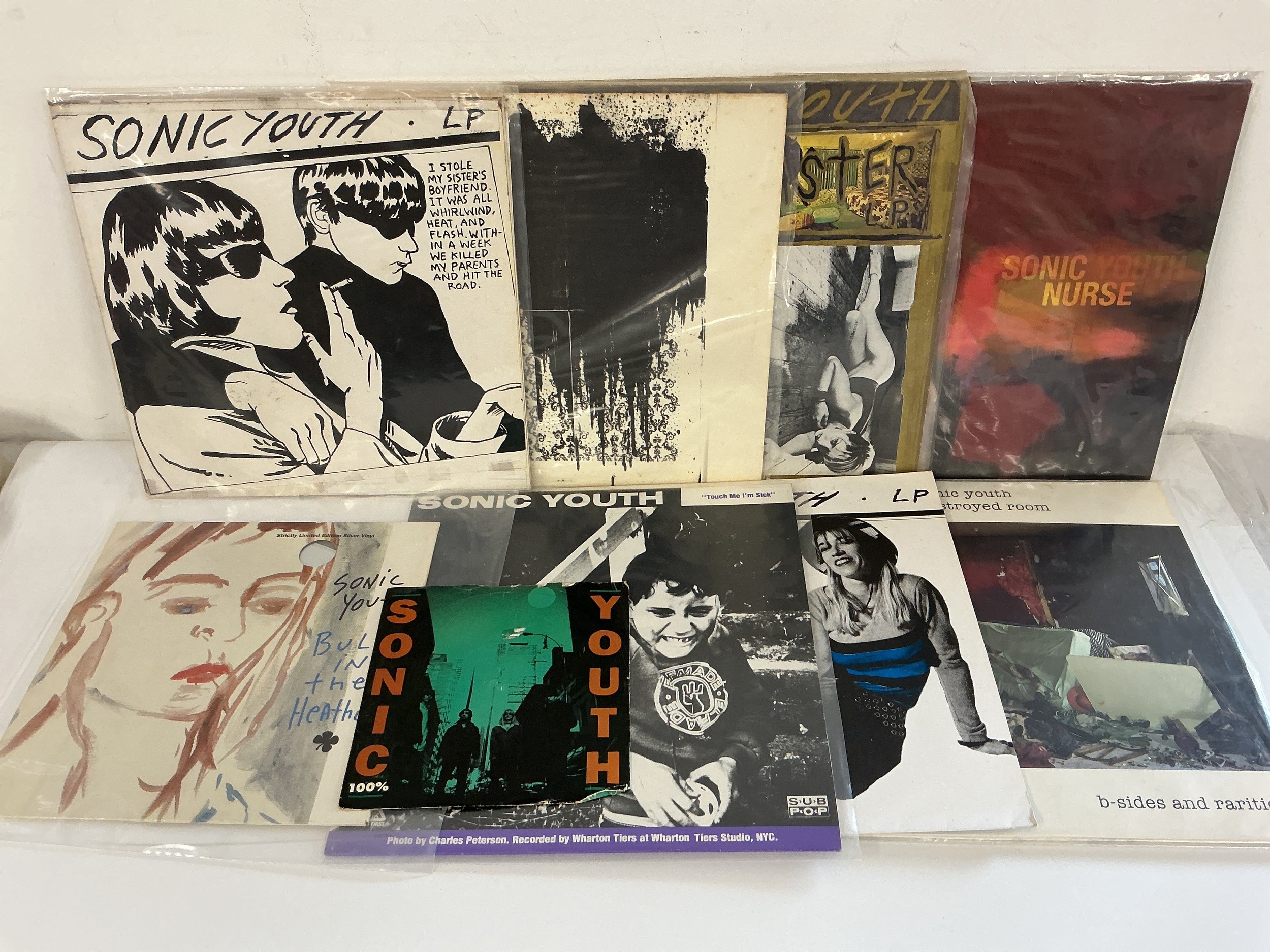 A collection of Sonic Youth LPs, EPs and a 7" single comprising Goo, Rather Ripped, Sister and others.