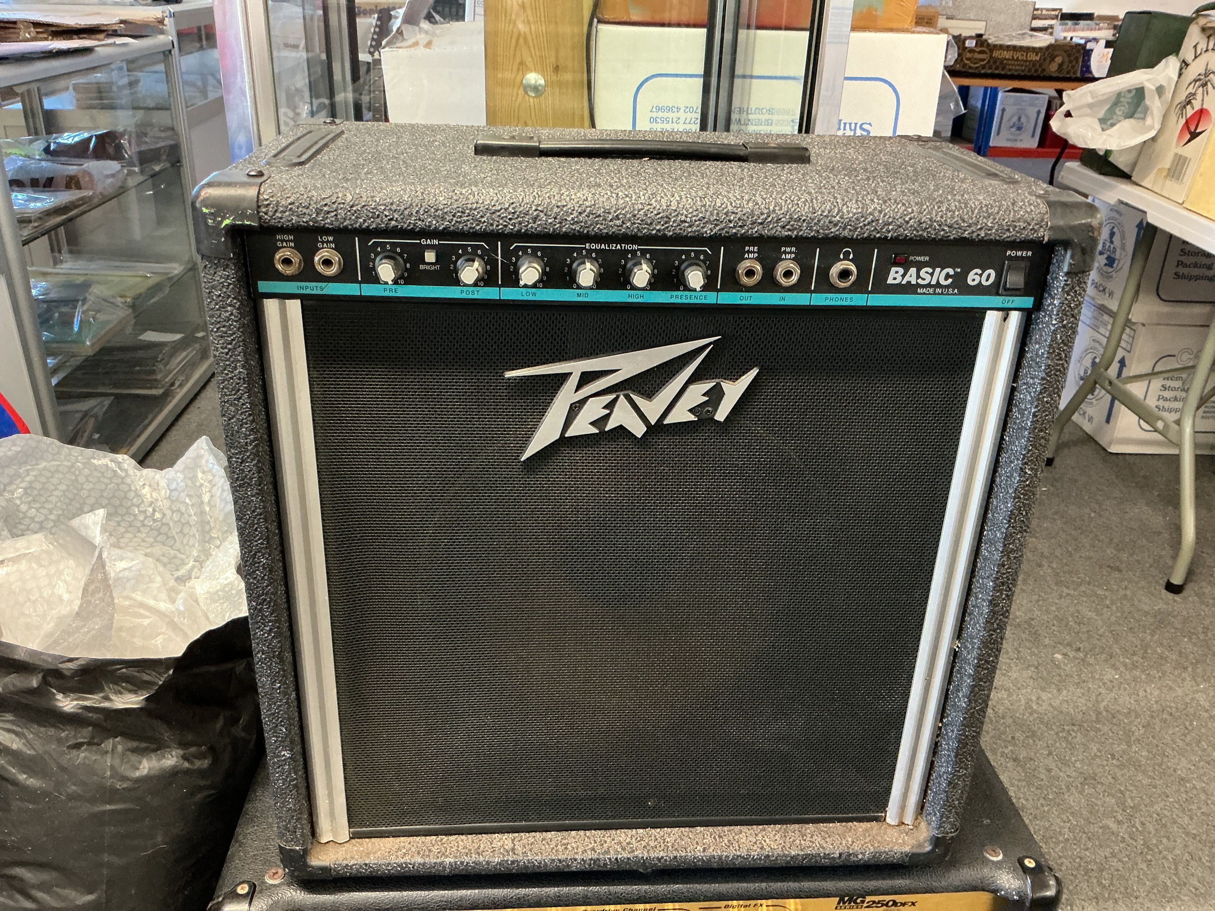 A Peavey Basic 60 amplifier.