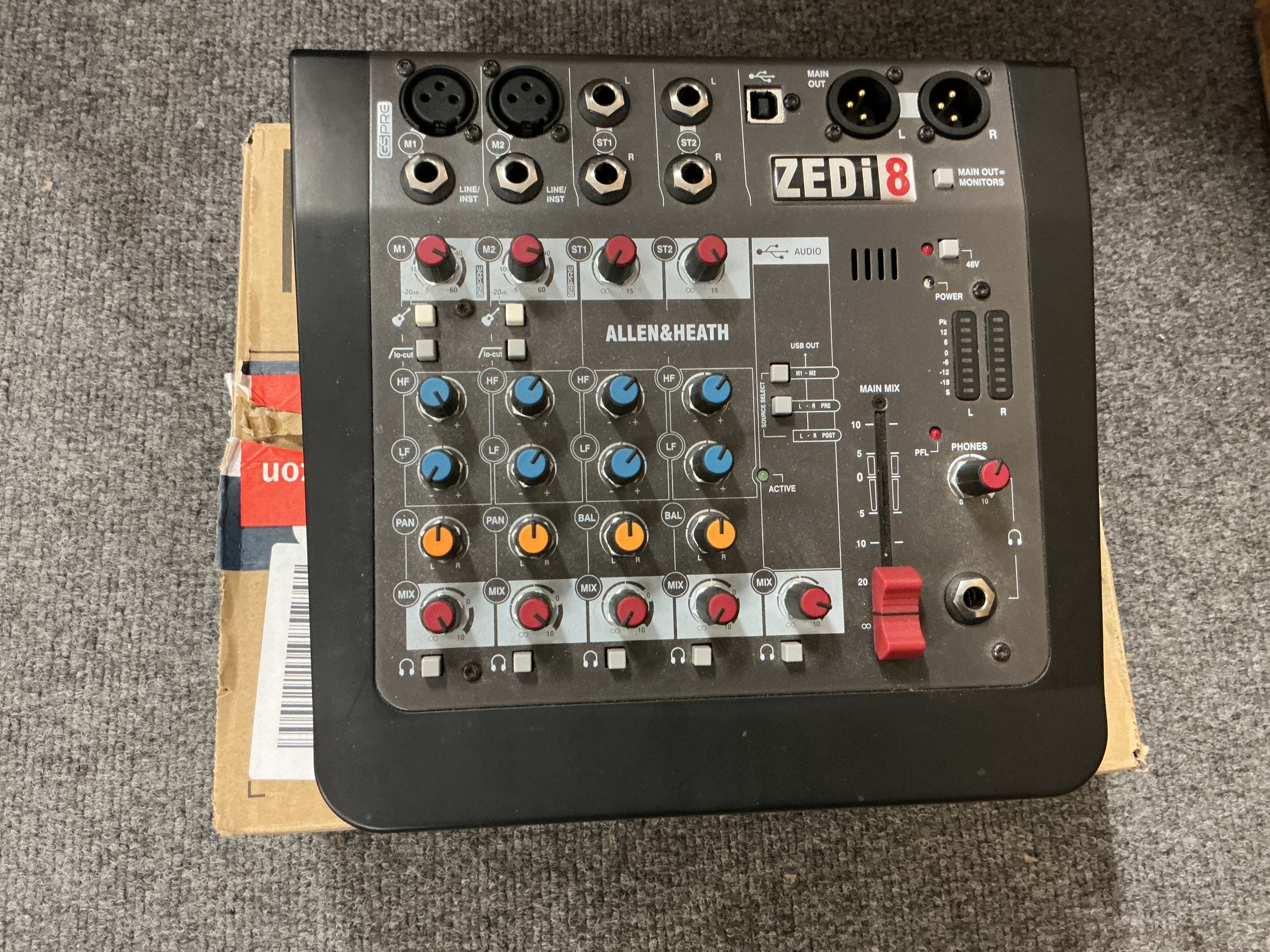 An Allen & Heath Zedi 8 mixing console, ideal for podcasters.