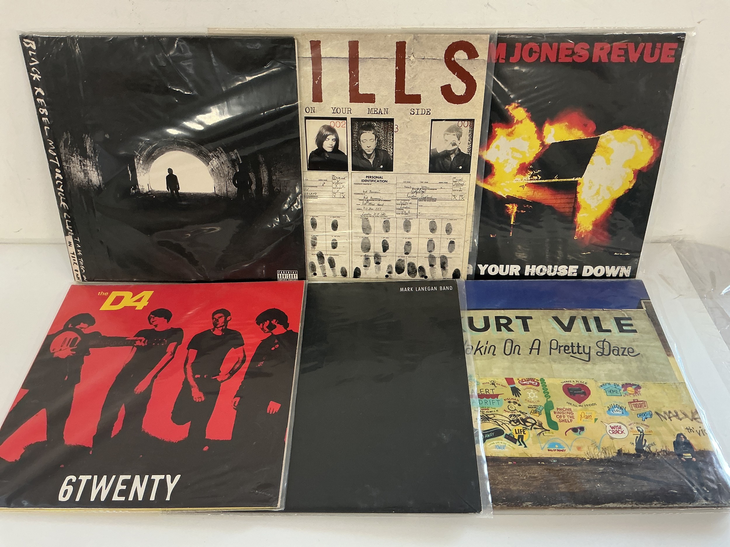 Six alt rock LPs by various artists including Black Rebel Motorcycle Club, Jim Jones Revue, The Kills and others.