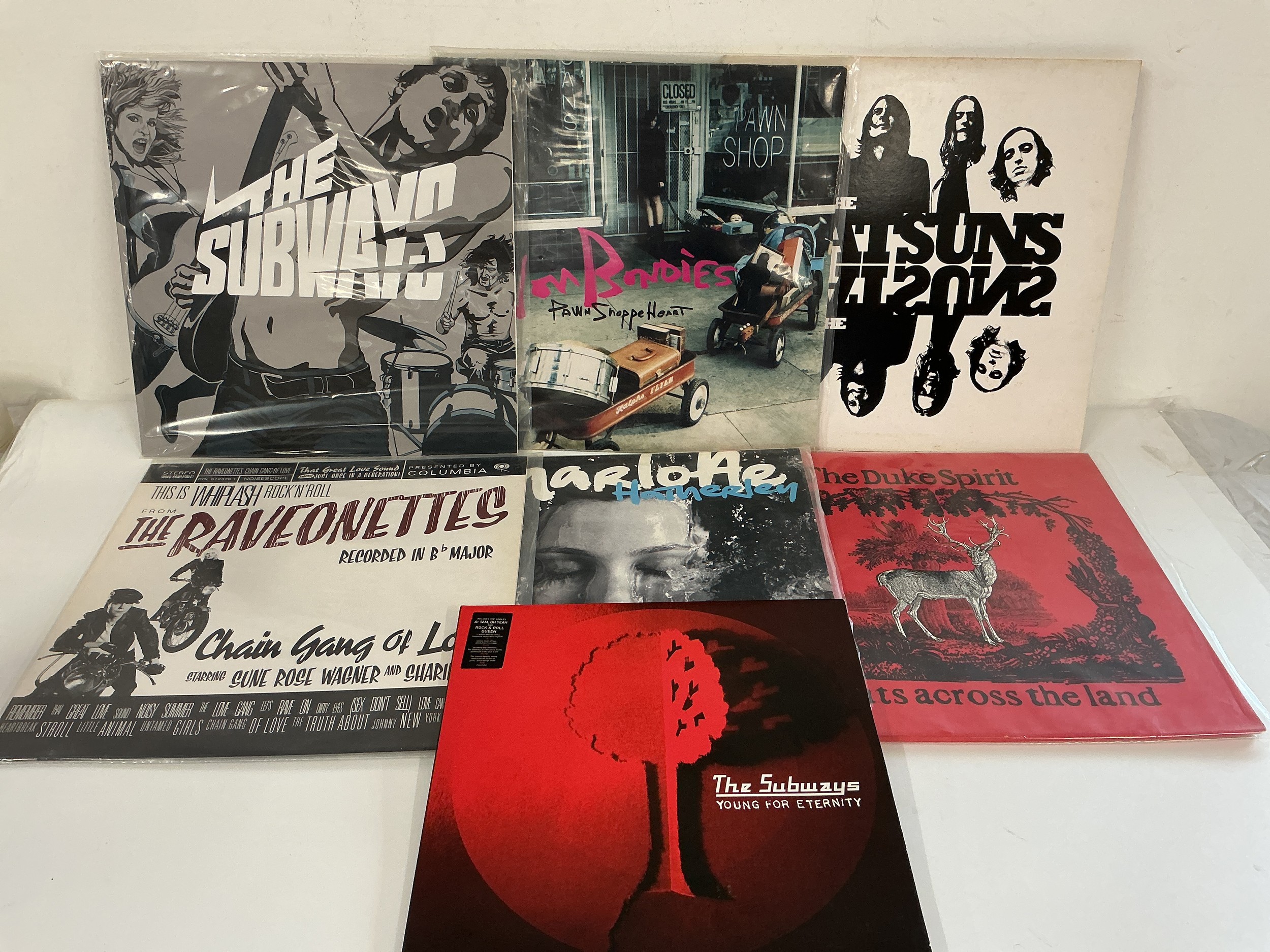 Seven alt rock LPs by various artists including The Datsuns, The Subways, The Raveonettes and others.