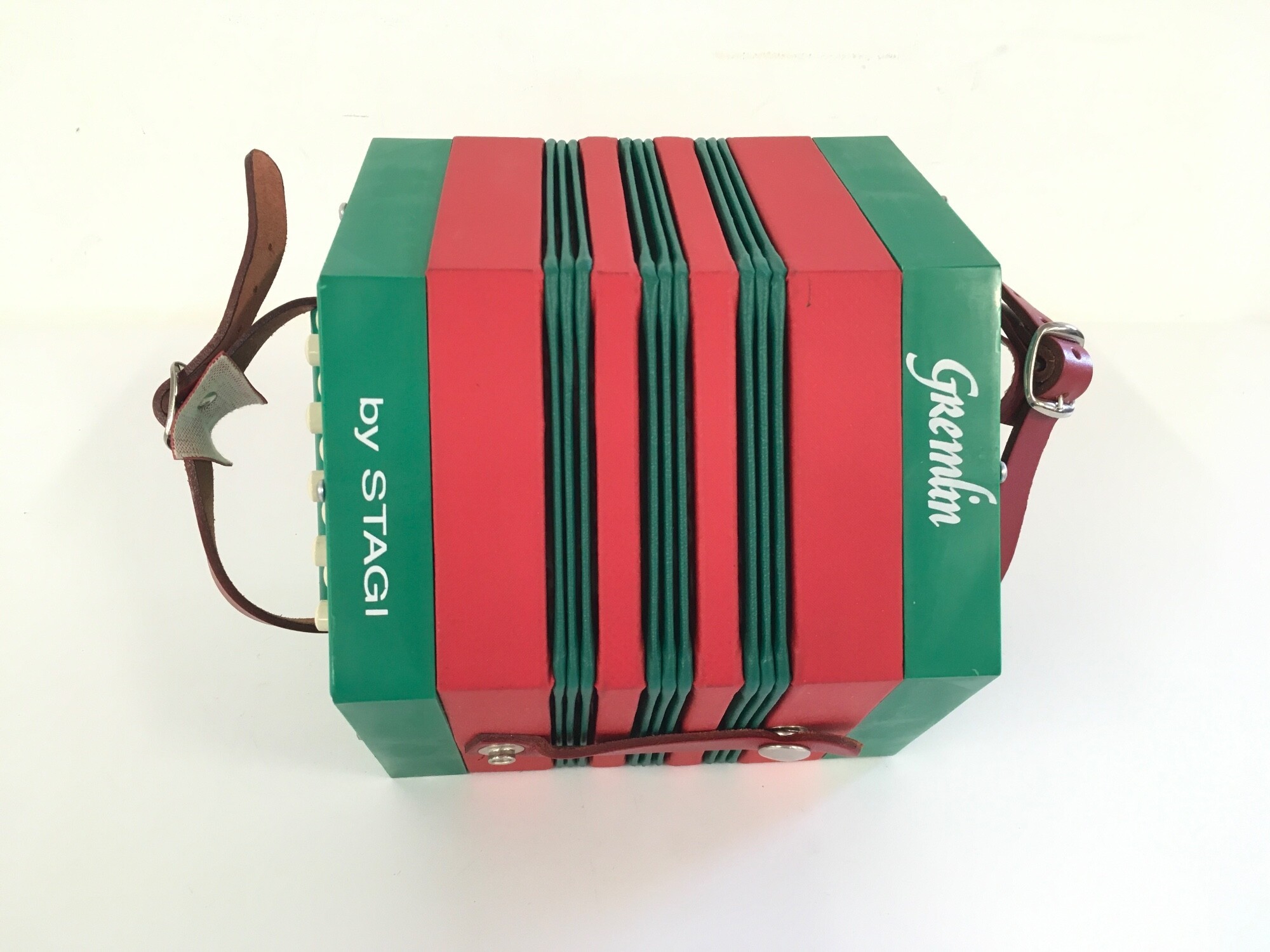 A Gremlin Anglo student concertina, entry level 30 key instrument made by Stagi, Italy.