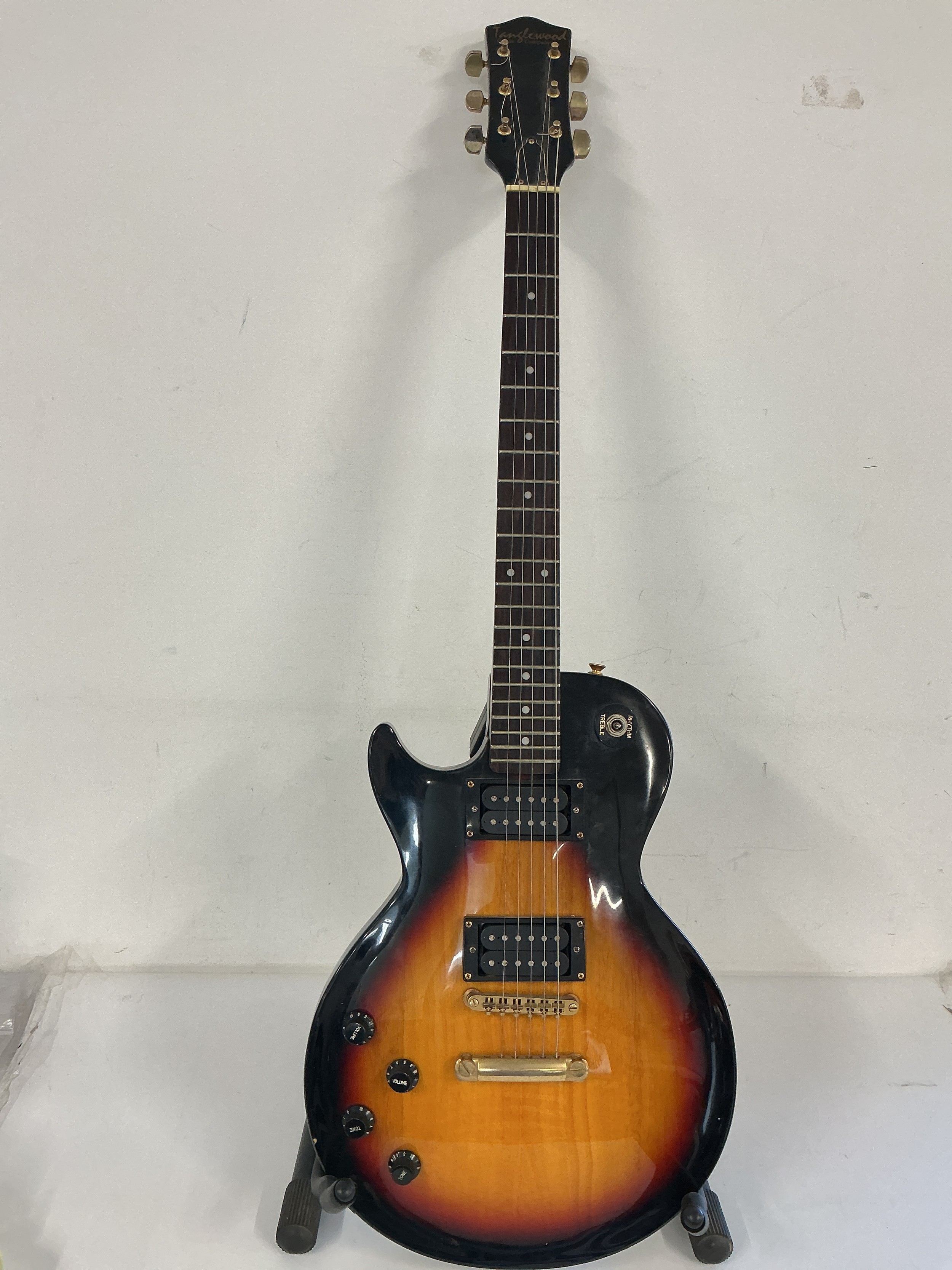 A left handed Tanglewood electric guitar, no case.