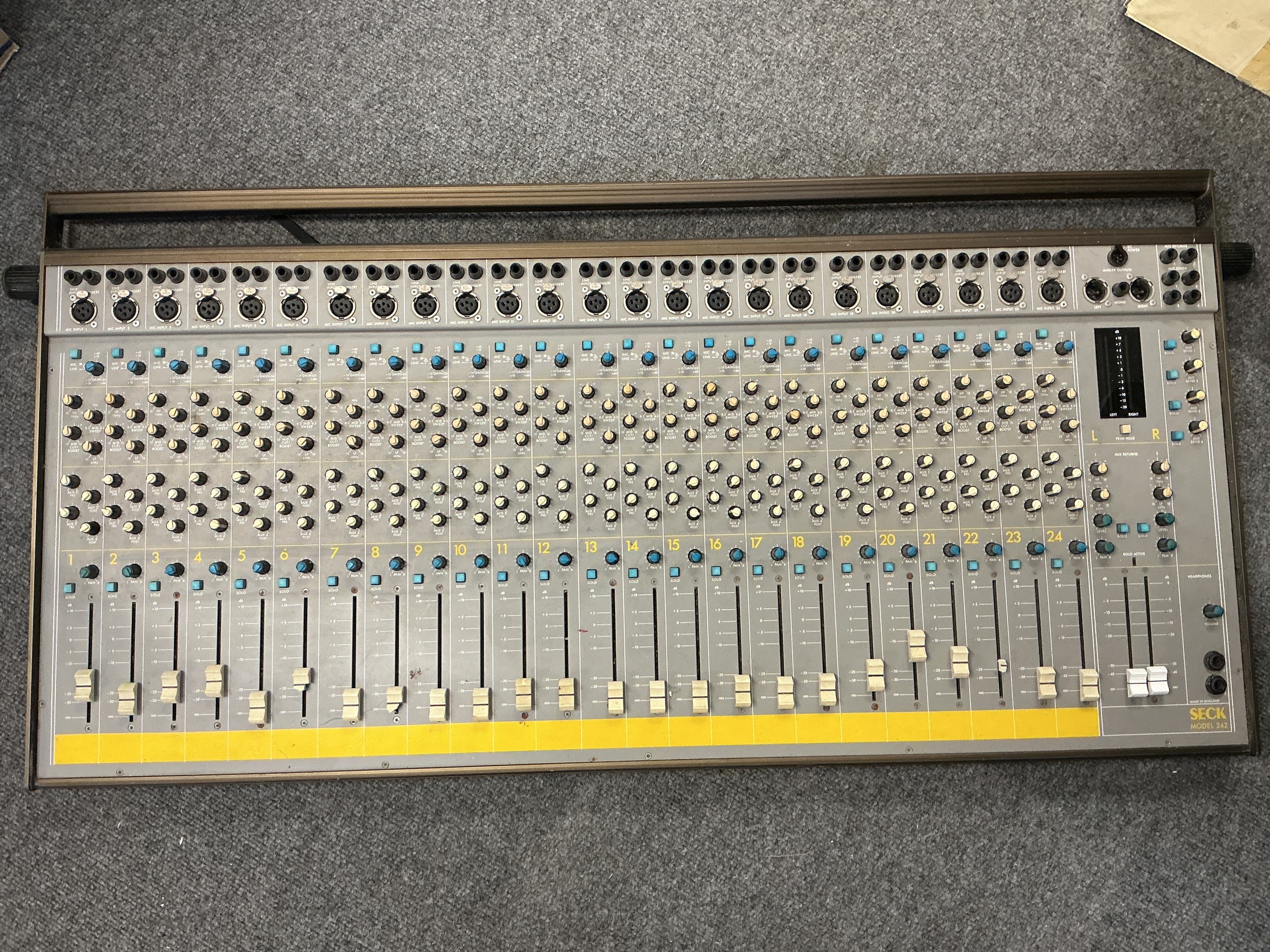 A Seck 242 mixing desk.