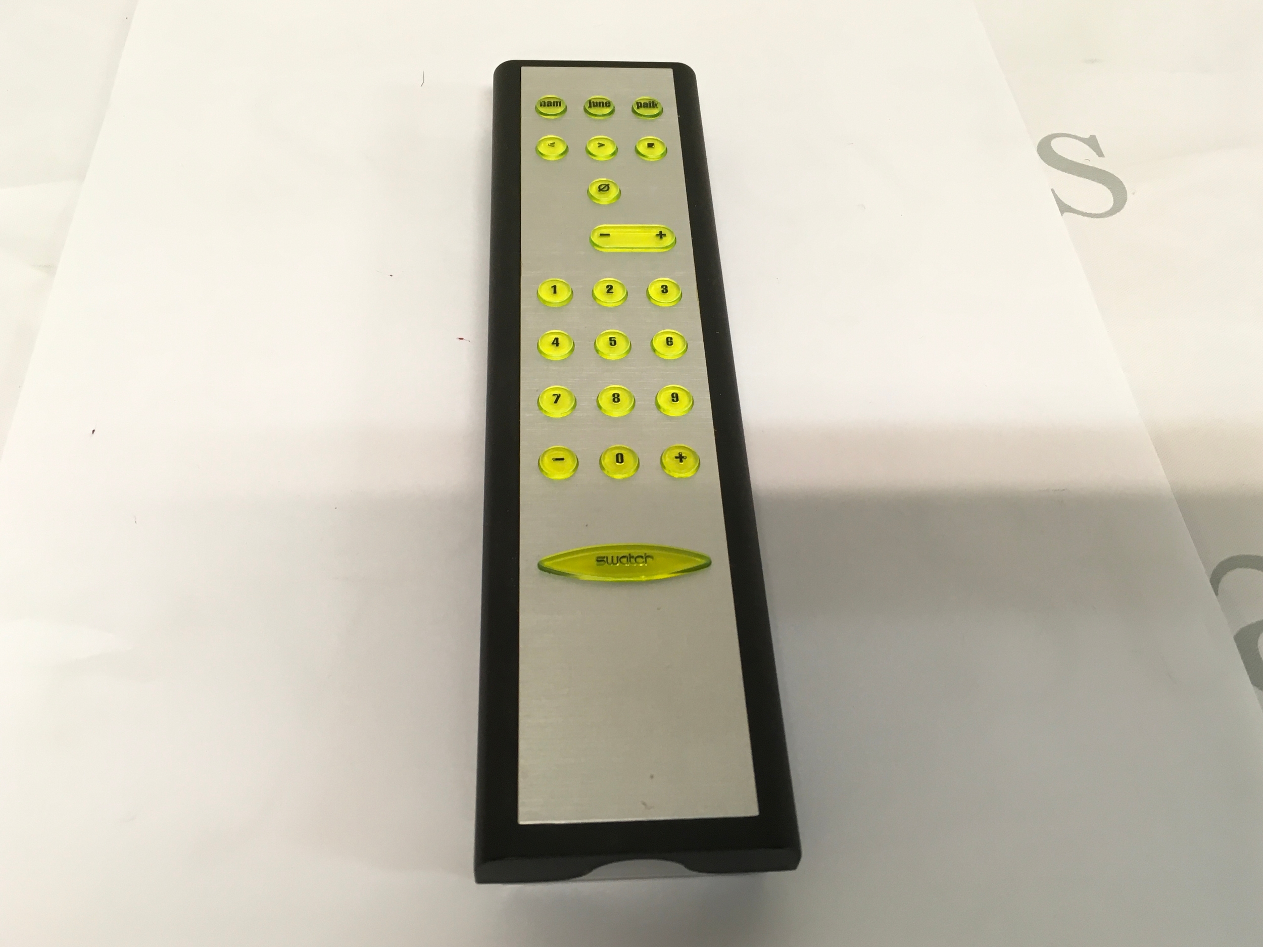 Swatch MusiCall "Zapping" Special (reference SLZ104), released in 1996 as a limited edition art piece designed by Nam June Paik.