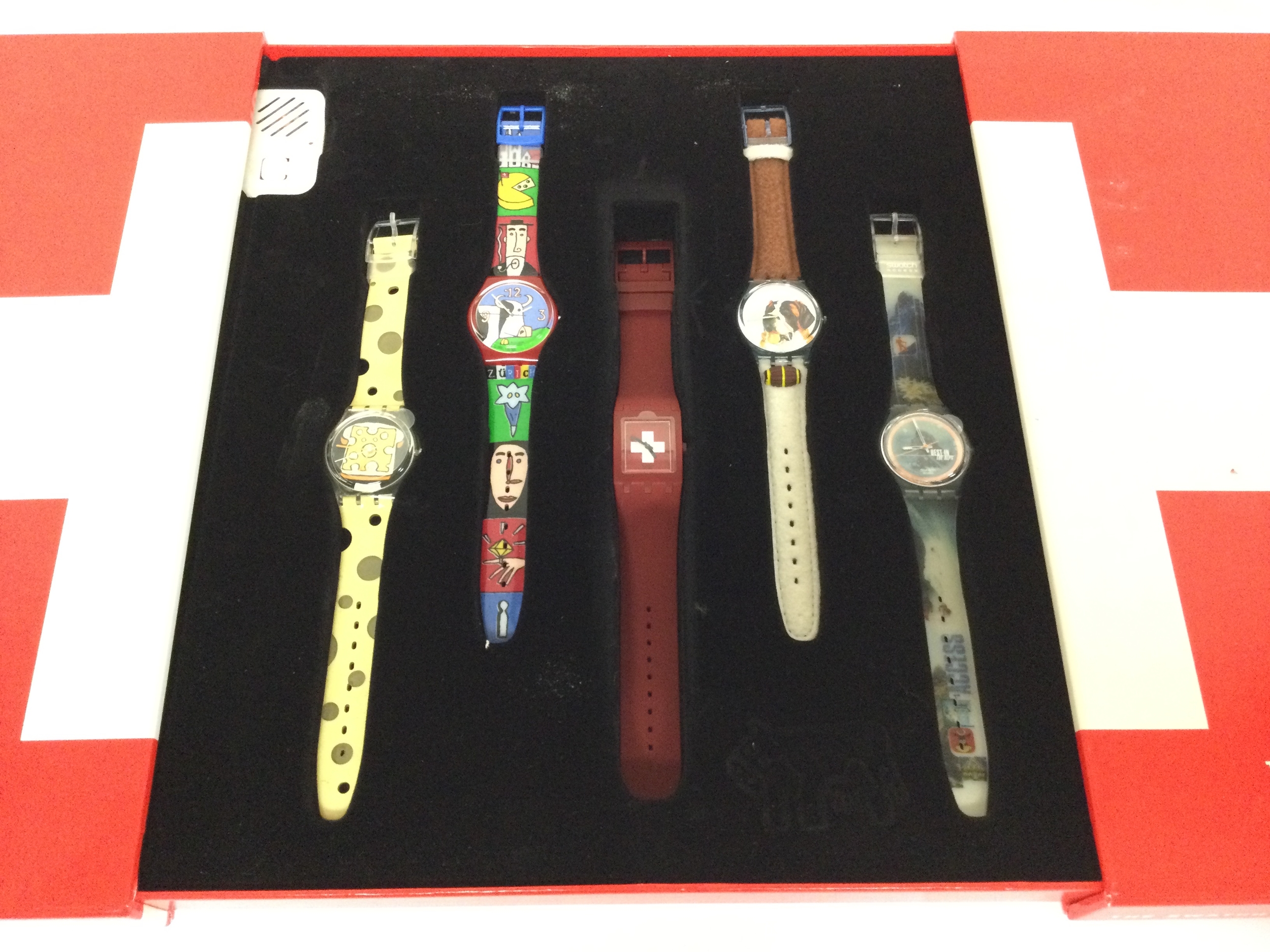 2003 Swatch Swiss collection set, limited edition. Including cheesy toast, Champs de Zuri, typical square etc.