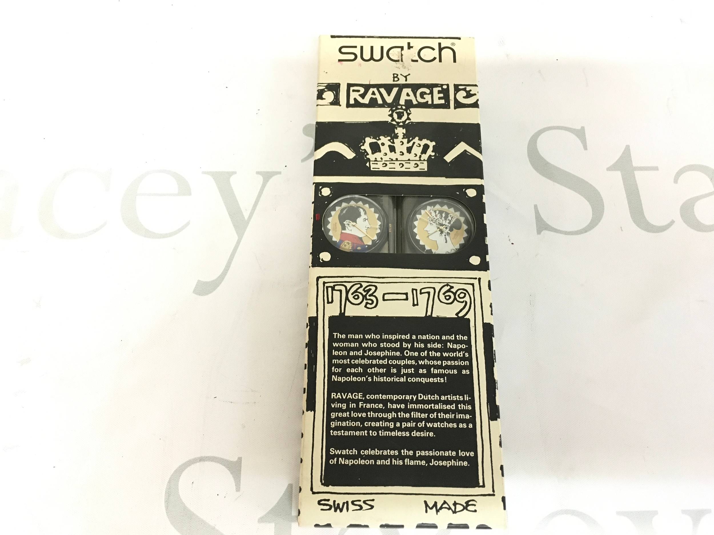 Swatch "Ravage" Pair 2 Piece Set (GZS05) from 1994, featuring watches dedicated to Napoleon and Josephine.