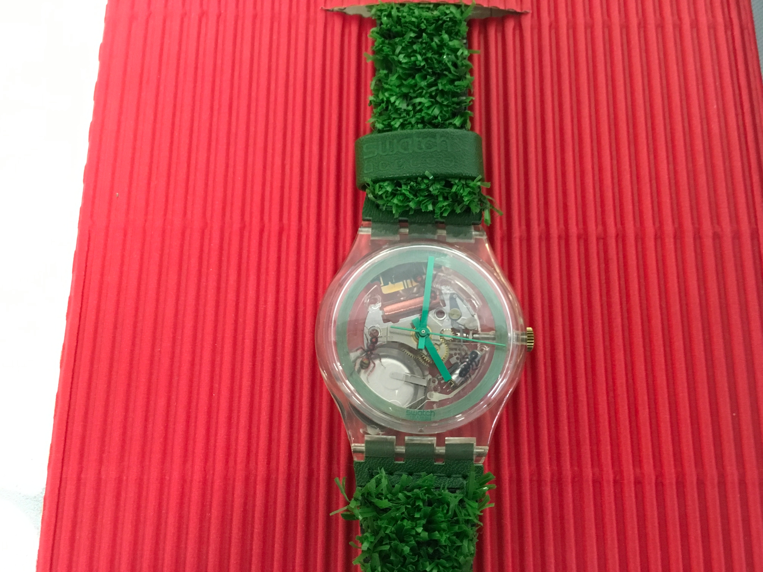Swatch Gent Access "Garden Turf" (SKZ103) limited edition watch from 1997, featuring a unique artificial grass strap