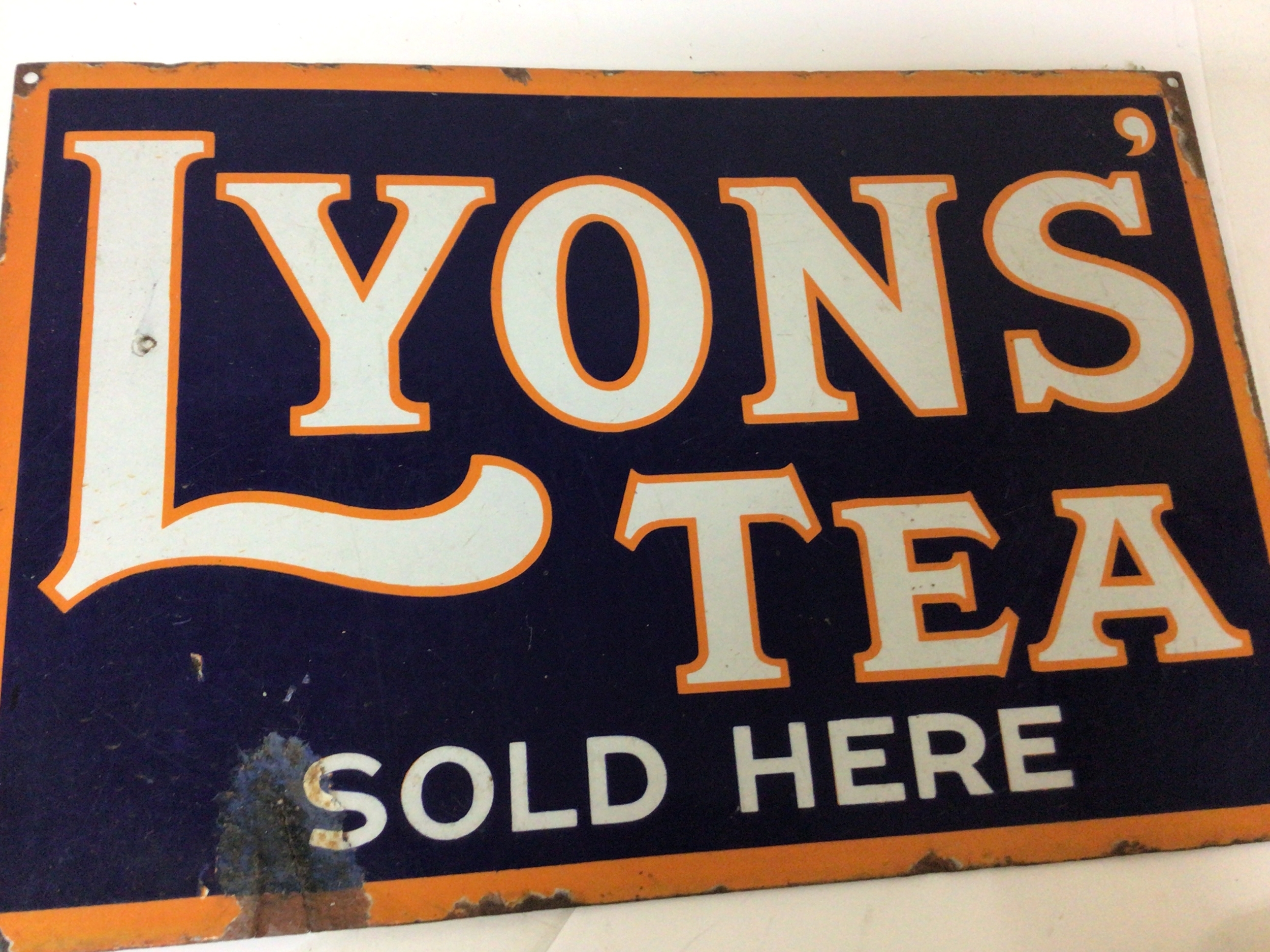  A Lyons  Tea sold here double sided enamel signs 46x31cm 