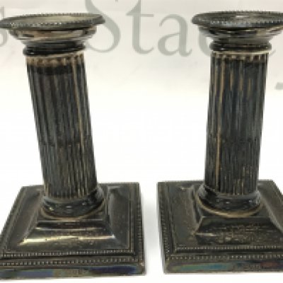 Silver Hallmarked Corinthian style candlesticks ,postage category B