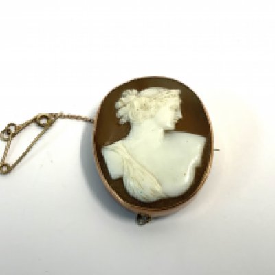A gold mounted late Victorian classical cameo brooch.
