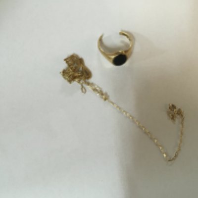 A broken 9 ct gold chain and ring total weight 4.5 grams .together with watch chain costume jewellery and cufflinks.