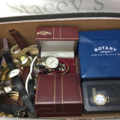 A box of watches to include Rotary, Dnky etc. postage cat B