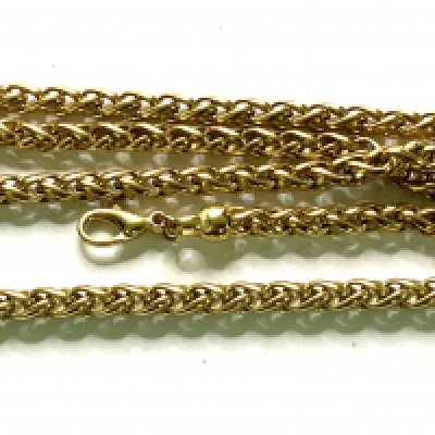 A heavy 9ct gold twist design necklace, 51cm with matching bracelet 19cm (total weight 62.4g). (A)