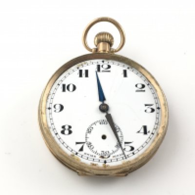 A 9ct gold cased pocket watch in fitted box. Not running and in need of repair. Postage B