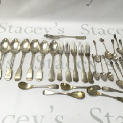 A collection of assorted silver cutlery. Approximately 800g Postage B