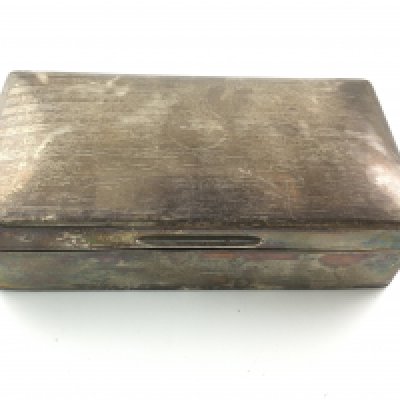 A 1924 silver London hallmarked cigarette box made by AM & M Ltd. Postage B