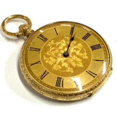 An Edwardian 18ct gold open faced ladies fob watch, total weight 35.63g (A)