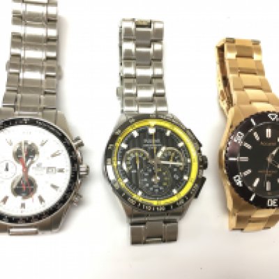 Three gents watches including pulsar chronograph and a accurist and a Casio Edifice. Postage B
