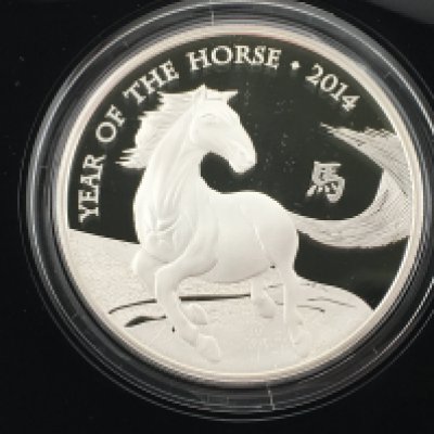 2014 Lunar year of the horse 5oz silver proof coin with COA Postage B