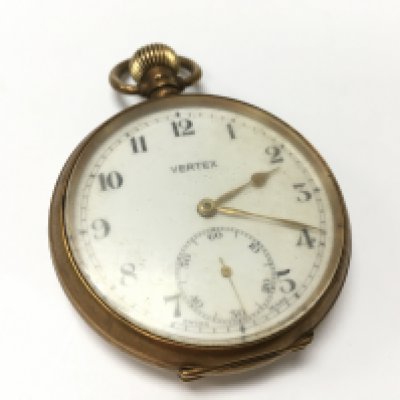 A 9ct gold cased Vertex pocket watch, seen running. 90.4g total weight. Postage category A