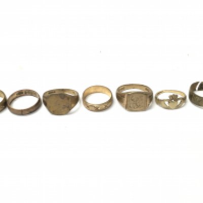 7 various 9 carat gold rings, total weight 20.7g. Postage category A