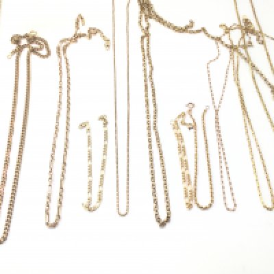 A collection of assorted 9ct gold chains. Total weight 69g