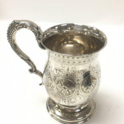 A Hilliard & Thomason 1872 christening mug. Approx weight 124 grams.