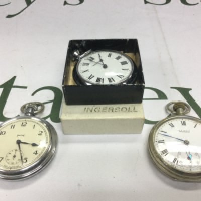 Three pocket watches. Shipping category B.