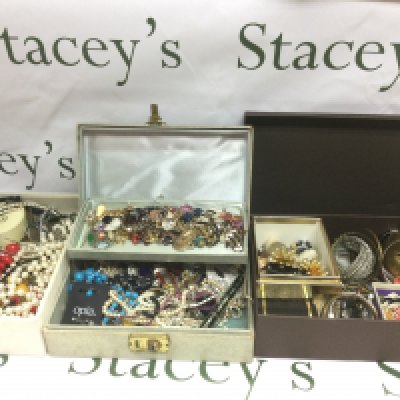 Three boxes of costume jewellery. Shipping category D.