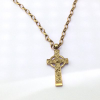 A 9ct Celtic cross on a 9ct belcher style chain. Total weight 15.30g Postage A